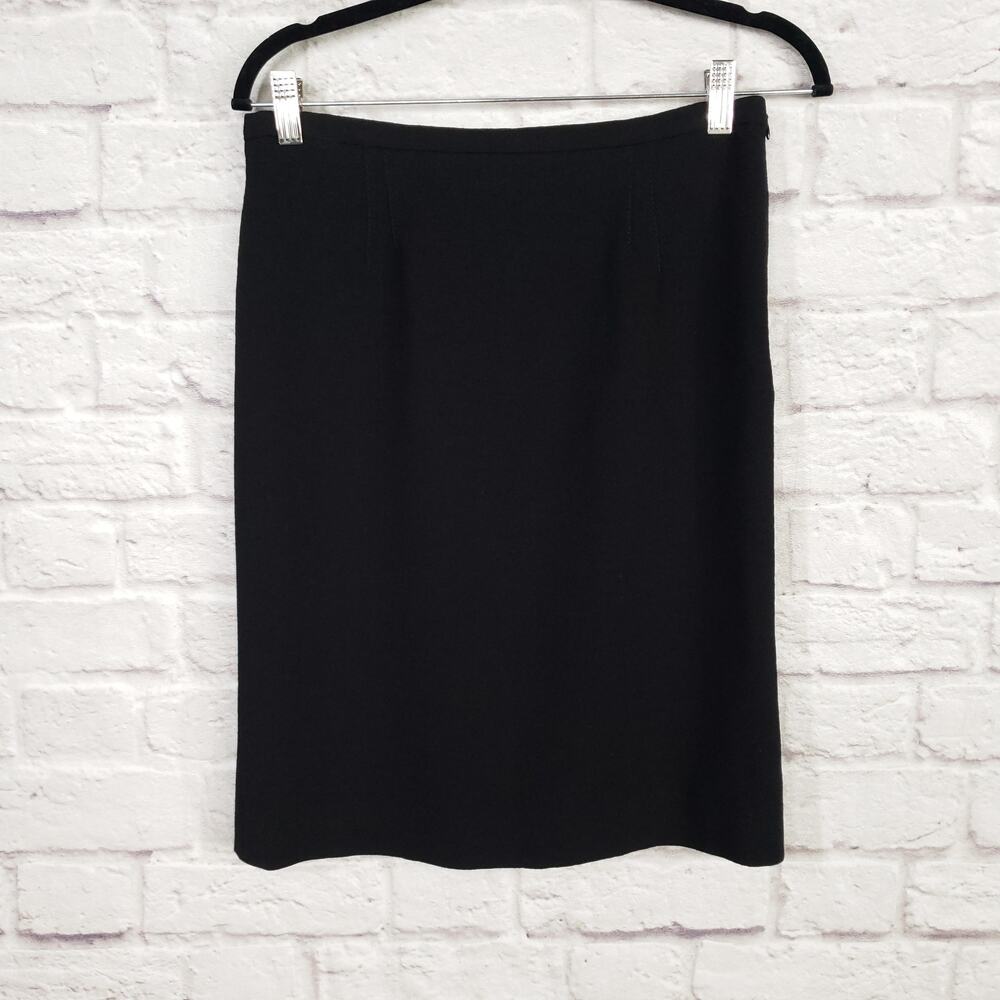 Moschino Cheap And Chic Black Wool A-Line Skirt Back Vent Side Zip Italy Sz US 8